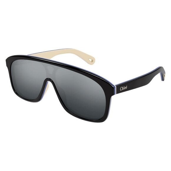 New CHLOE Chloe Black Shield CH0212S 004 Sunglasses Women - Picture 1 of 4